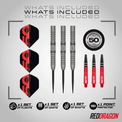 Red Dragon 50 Anniversary Penetrator 1 95% Tungsten Steel Tip Dart Set