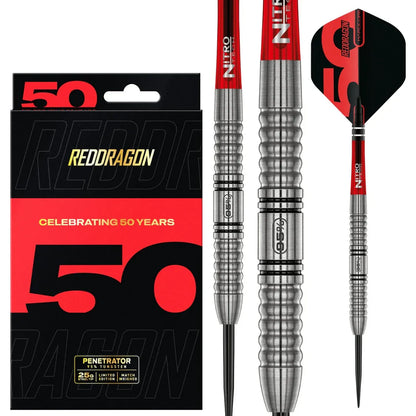 Red Dragon 50 Anniversary Penetrator 1 95% Tungsten Steel Tip Dart Set