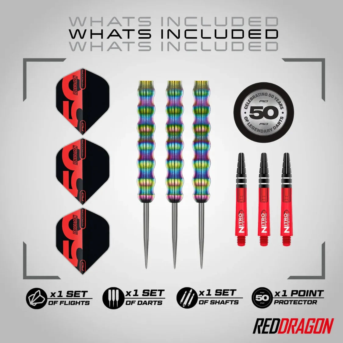 Red Dragon 50 Anniversary Shockwave 1 90% Tungsten Steel Tip Dart Set