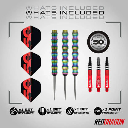 Red Dragon 50 Anniversary Shockwave 1 90% Tungsten Steel Tip Dart Set