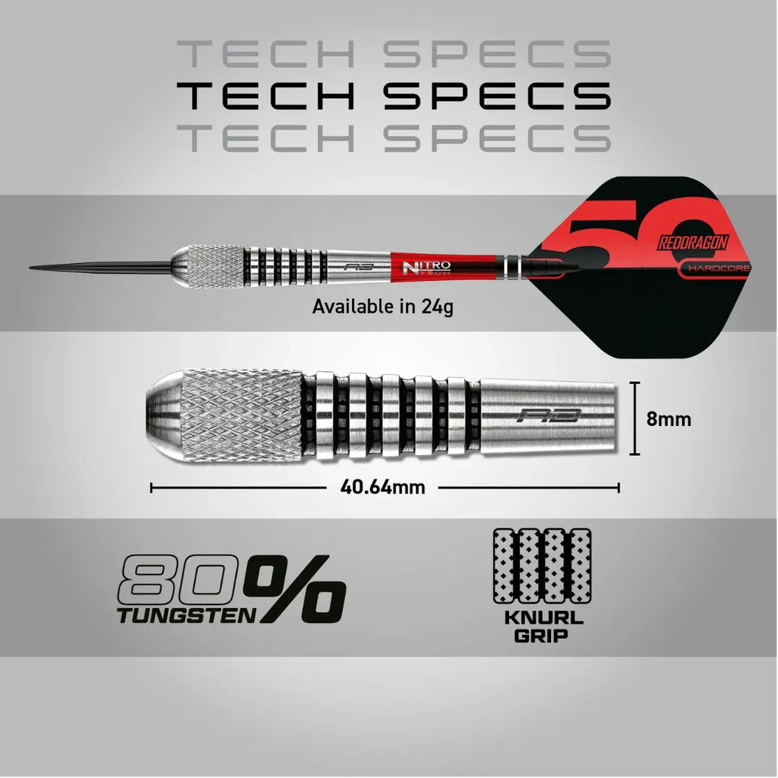 Red Dragon 50 Anniversary Flightmaster Torpedo 2 80% Tungsten Steel Tip Dart Set