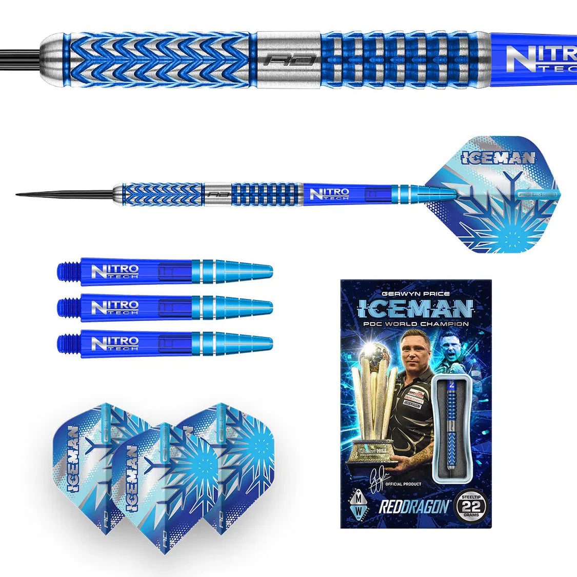 Red Dragon Gerwyn Price Glacier 90% Tungsten Steel Tip Dart Set