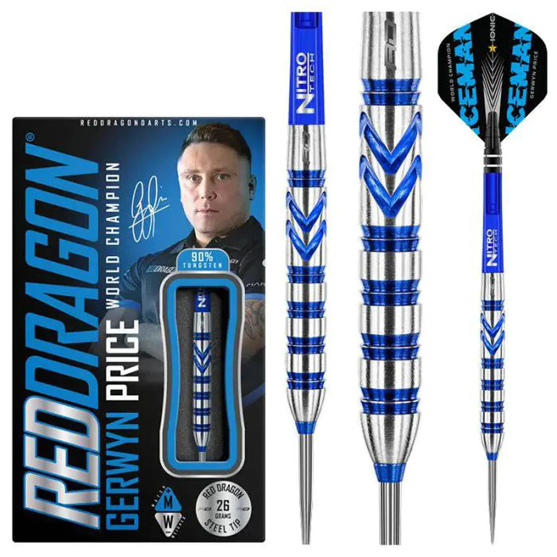 Red Dragon Gerwyn Price Original 90% Tungsten Steel Tip Dart Set