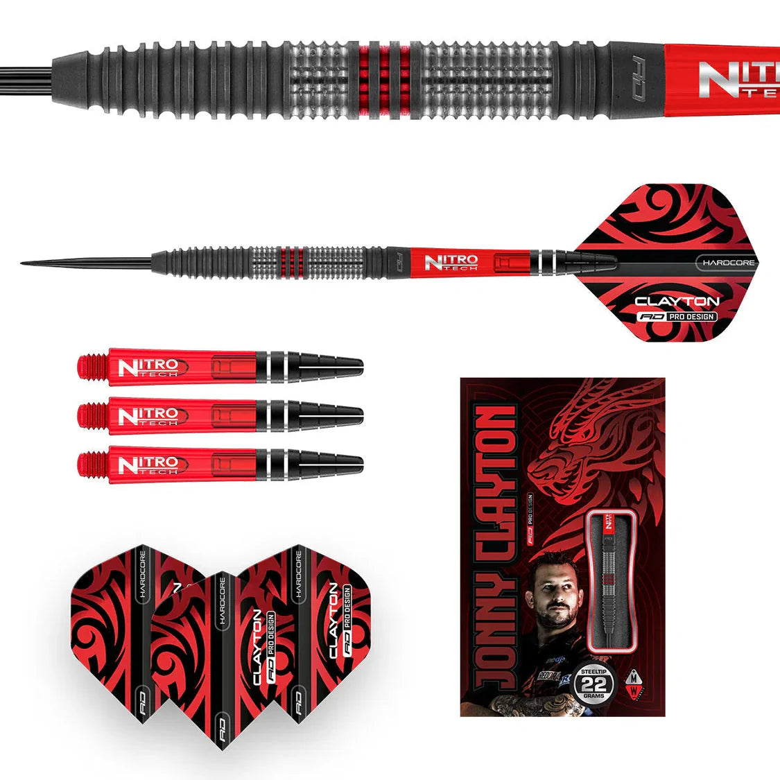 Red Dragon Jonny Clayton Hiraeth 90% Tungsten Steel Tip Dart Set