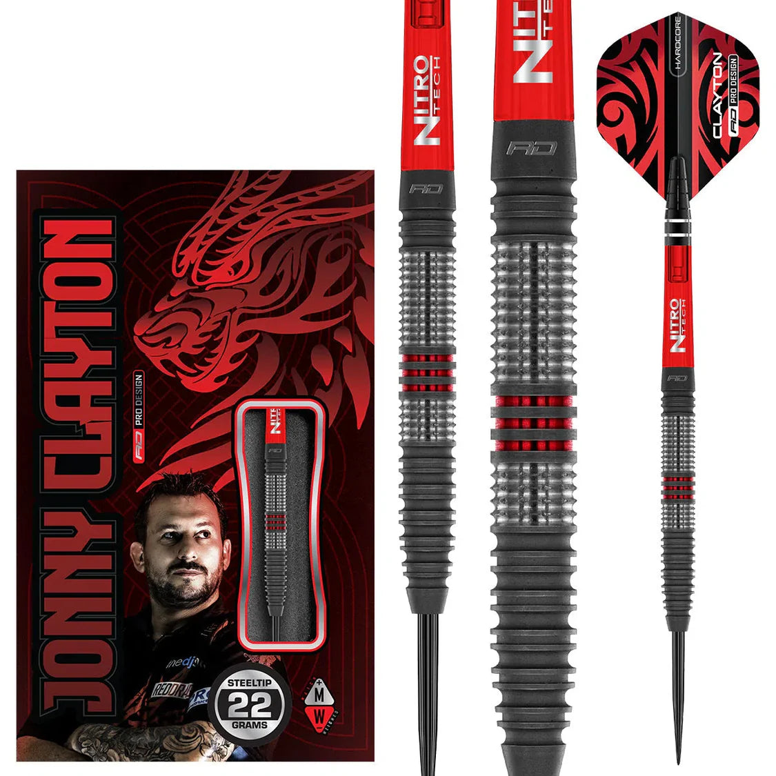 Red Dragon Jonny Clayton Hiraeth 90% Tungsten Steel Tip Dart Set