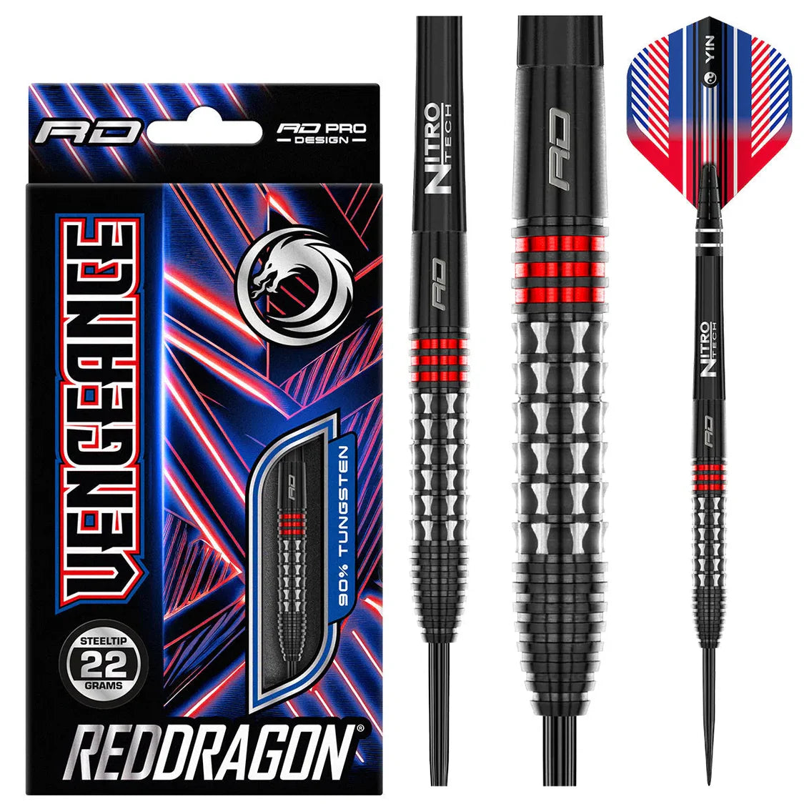 Red Dragon Vengeance 90% Tungsten Steel Tip Dart Set
