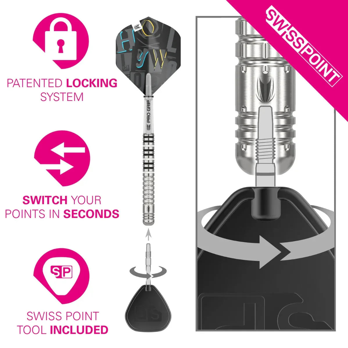 Target Chris Dobey G1 90% Tungsten Swiss Point Steel Tip Dart Set