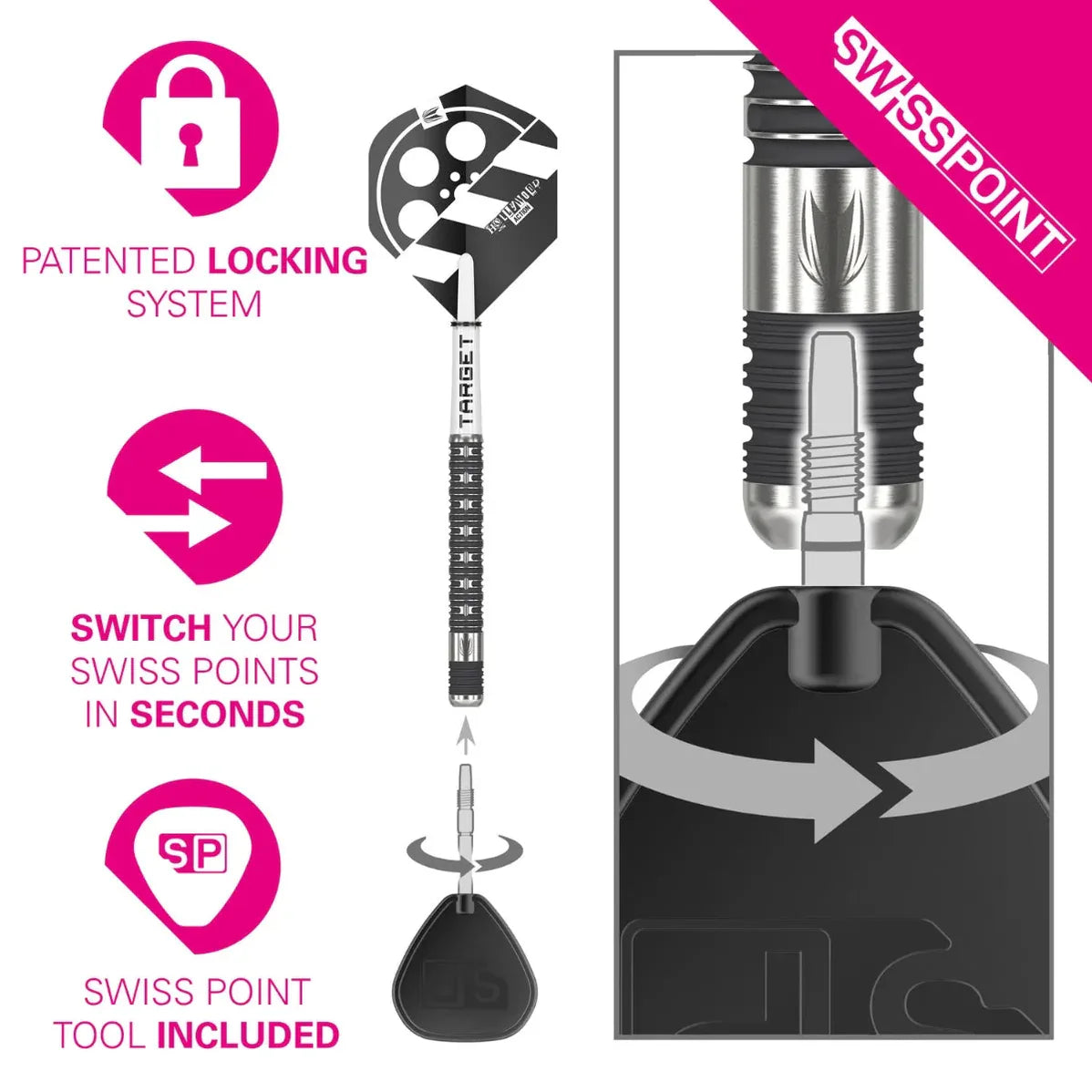 Target Chris Dobey Hollywood Action 90% Tungsten Swiss Point Steel Tip Dart Set