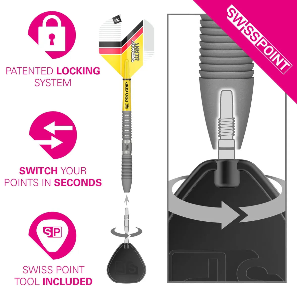 Target Gabriel Clemens G2 90% Tungsten Swiss Point Steel Tip Dart Set