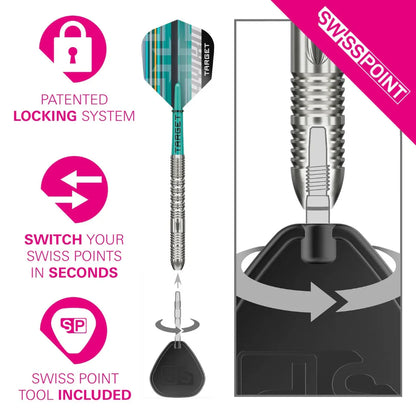 Target Hydro 01 90% Tungsten Swiss Point Steel Tip Dart Set