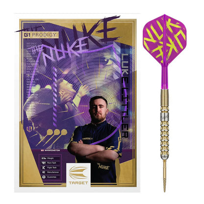 Target Luke Littler G1 Prodigy 90% Tungsten Swiss Point Steel Tip Dart Set