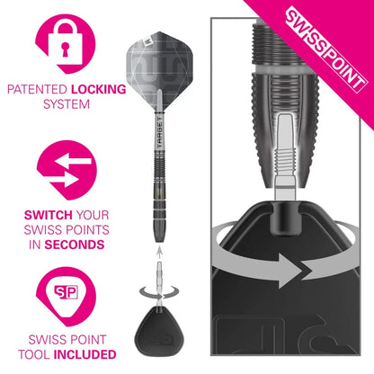 Target Nathan Aspinall x Echo 90% Tungsten Swiss Point Steel Tip Dart Set