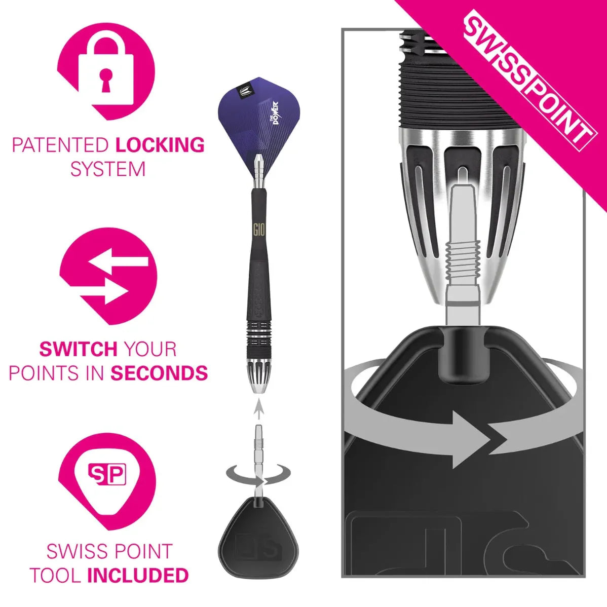 Target Phil Taylor Power 9Five G10 95% Tungsten Swiss Point Steel Tip Dart Set