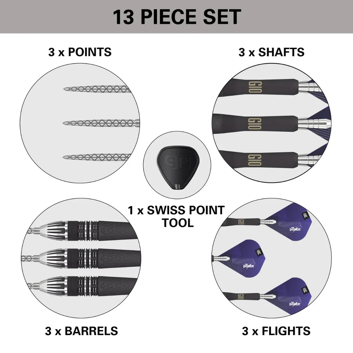 Target Phil Taylor Power 9Five G10 95% Tungsten Swiss Point Steel Tip Dart Set