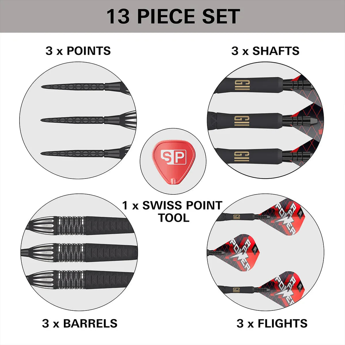 Target Phil Taylor Raw Power G11 95% Tungsten Swiss Point Steel Tip Dart Set