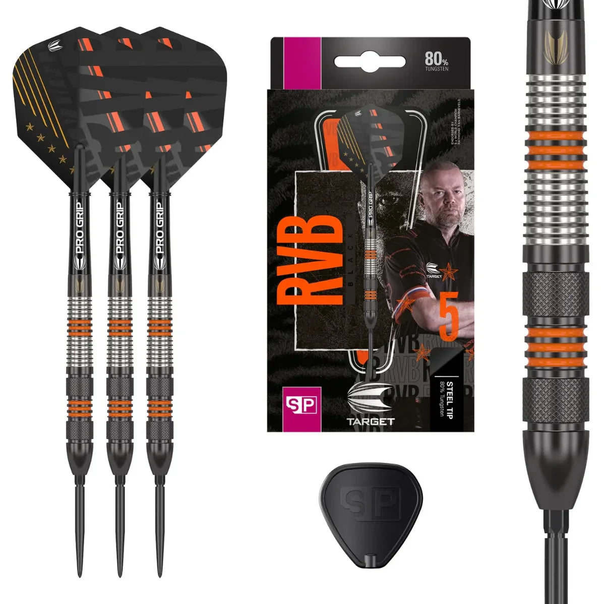 Target Raymond Van Barneveld 80% Tungsten Black Swiss Point Steel Tip Dart Set