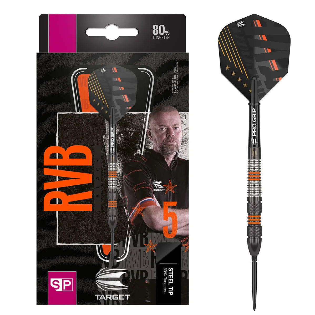 Target Raymond Van Barneveld 80% Tungsten Black Swiss Point Steel Tip Dart Set