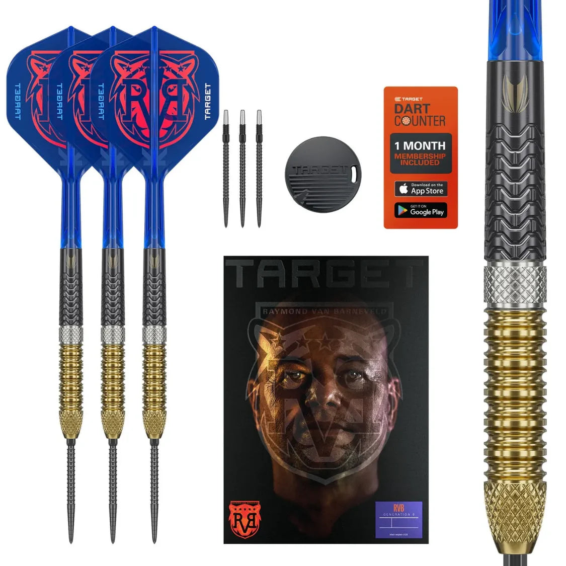 Target Raymond Van Barneveld Gen 6 95% Tungstem Swiss Point Steel Tip Dart Set