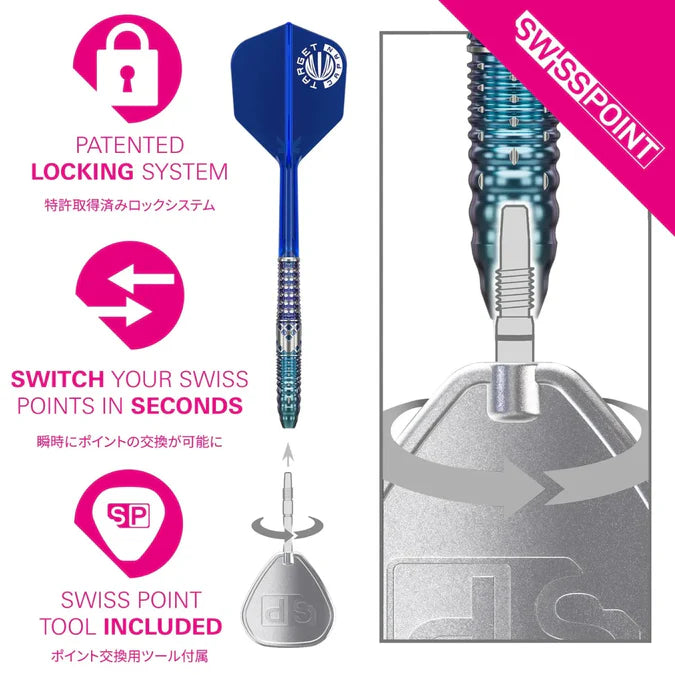 Target Japan Charis Gen 5 90% Tungsten Swiss Point Steel Tip Dart Set