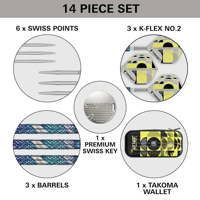 Target Luke Littler Edge 95% Tungsten Swiss Point Steel Tip Dart Set