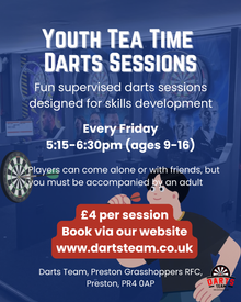 Darts Team Tea-Time Junior Session Friday 1 May 2026 (5.15pm - 6.30pm)