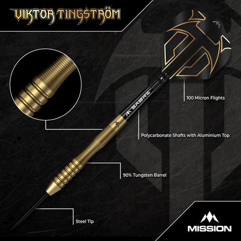 Mission Viktor Tingstrom Gold 90% Tungsten Steel Tip Dart Set