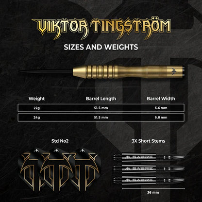 Mission Viktor Tingstrom Gold 90% Tungsten Steel Tip Dart Set