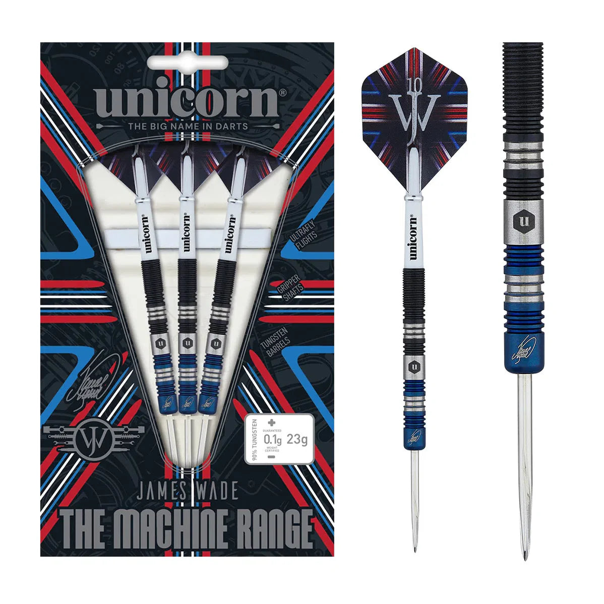 Unicorn James Wade The Machine Two-Tone 90% Tungsten Steel Tip Dart Set