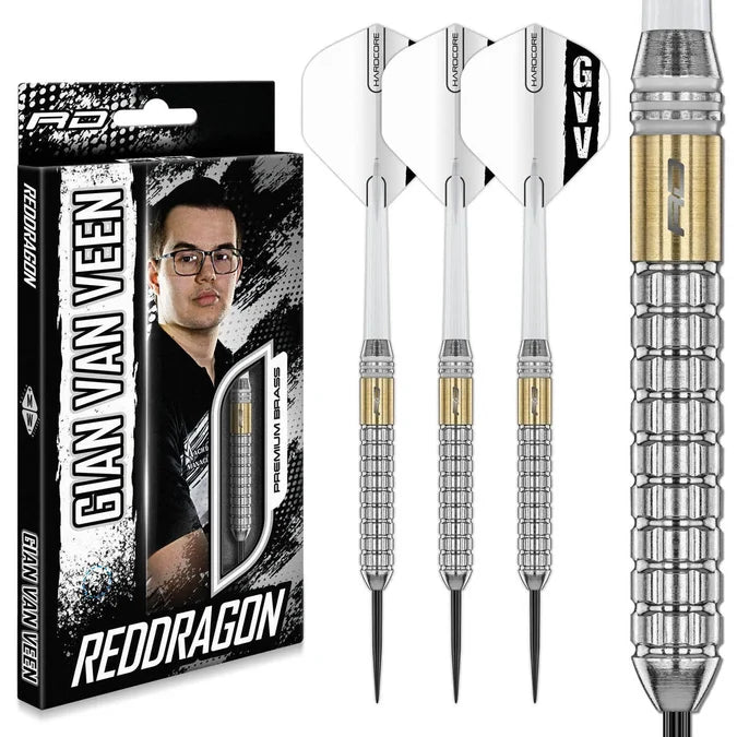 Red Dragon Gian Van Veen Brass Steel Tip Dart Set