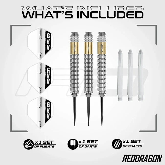 Red Dragon Gian Van Veen Brass Steel Tip Dart Set