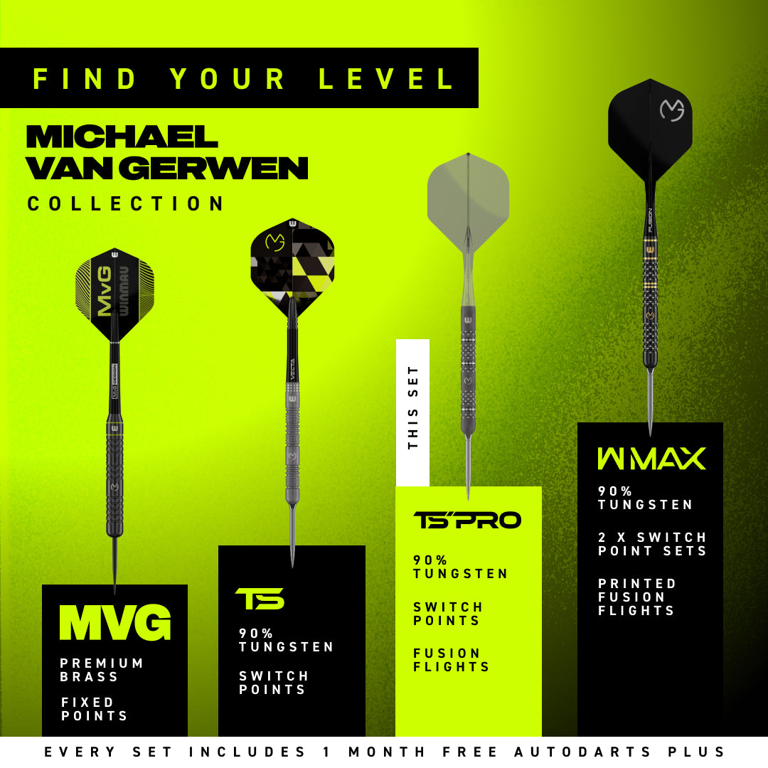 Winmau Michael Van Gerwen TS-PRO 90% Tungsten Switch Point Dart Set