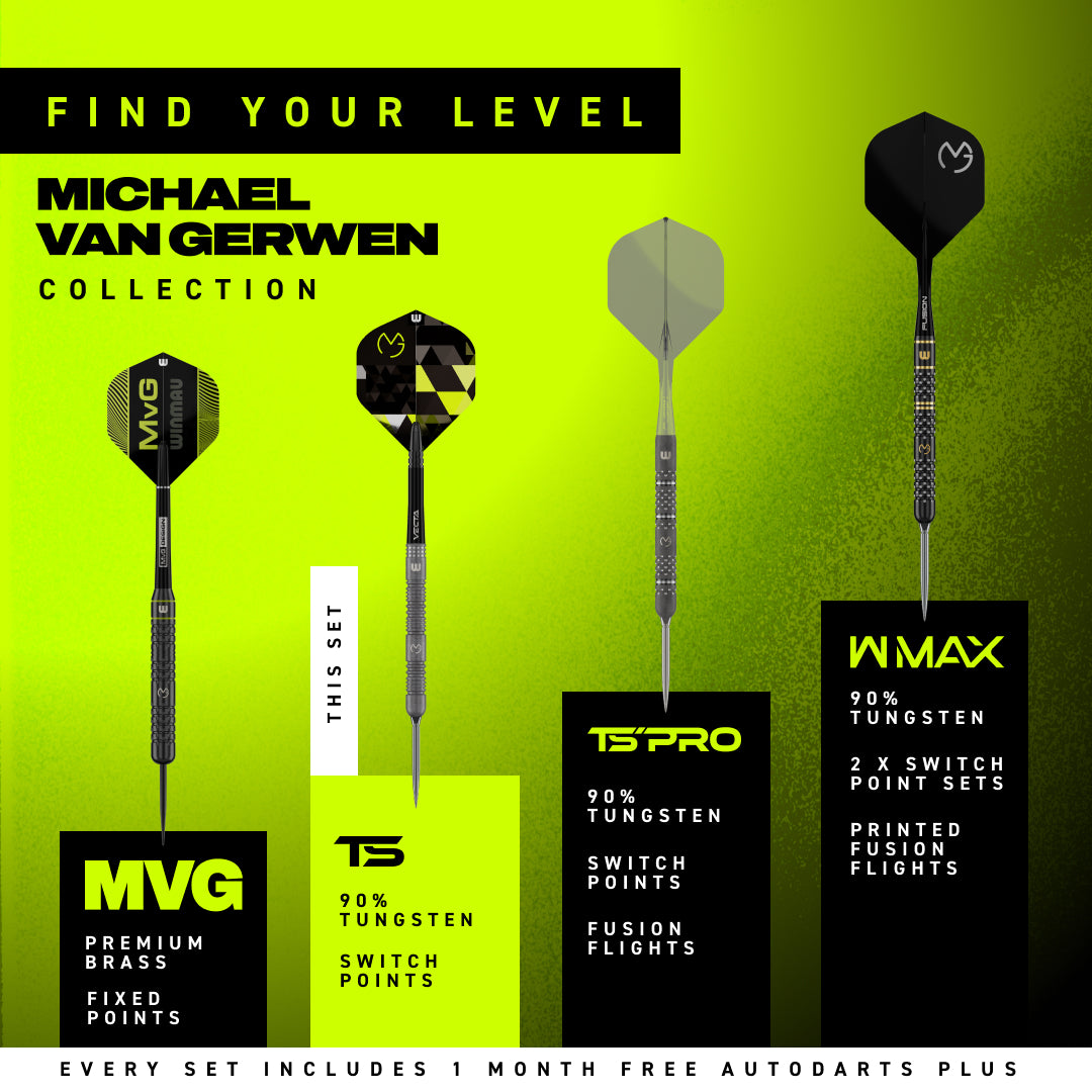 Winmau Michael Van Gerwen TS 90% Tungsten Switch Point Dart Set