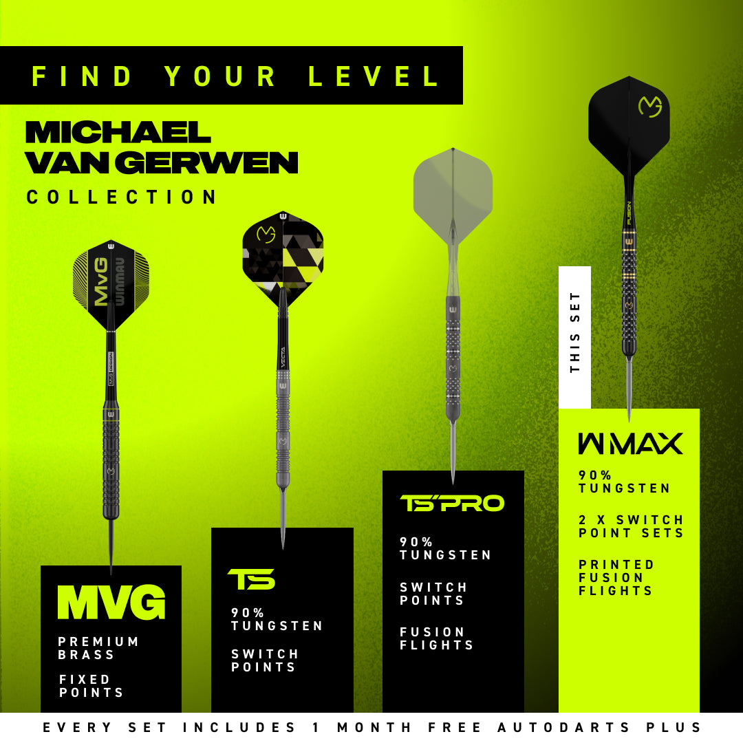 Winmau Michael Van Gerwen W-Max 90% Tungsten Switch Point Dart Set