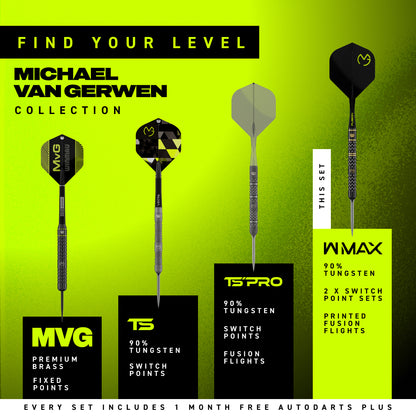 Winmau Michael Van Gerwen W-Max 90% Tungsten Switch Point Dart Set