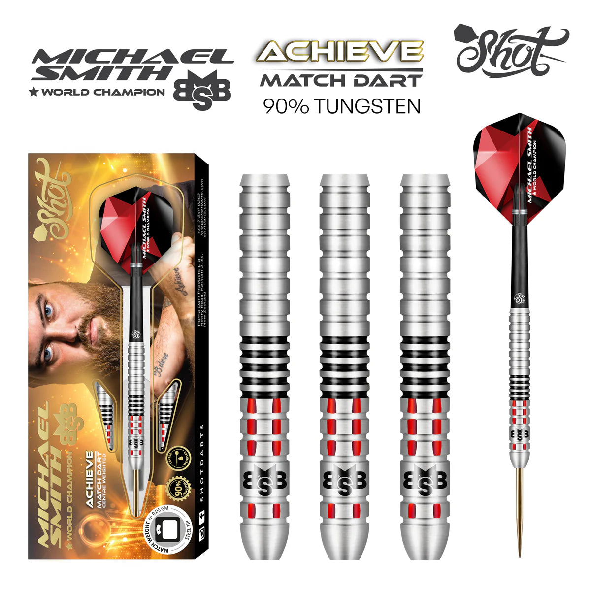 Shot Michael Smith Achieve - Centre Weighted - Dart Set image 3