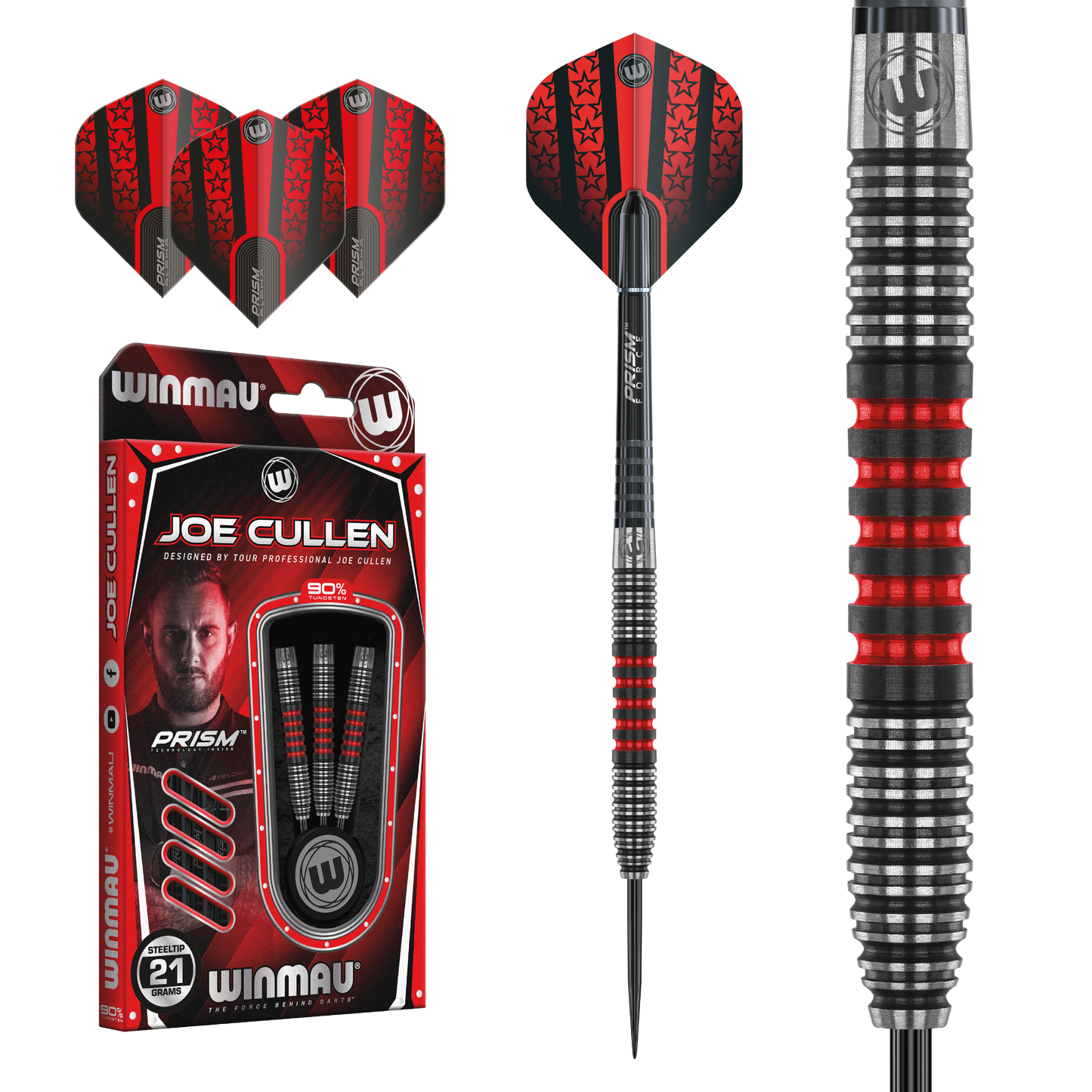 Winmau Joe Cullen 90% Tungsten Steel Tip Dart Set image 0