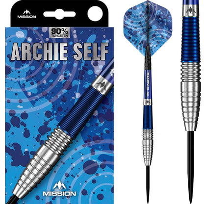 Mission Archie Self Blue & Silver 90% Tungsten Steel Tip Dart Set