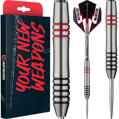 Ruthless Scallop Steel Tip - Twin Ring - Black & Red Dart Set - 24g image 2