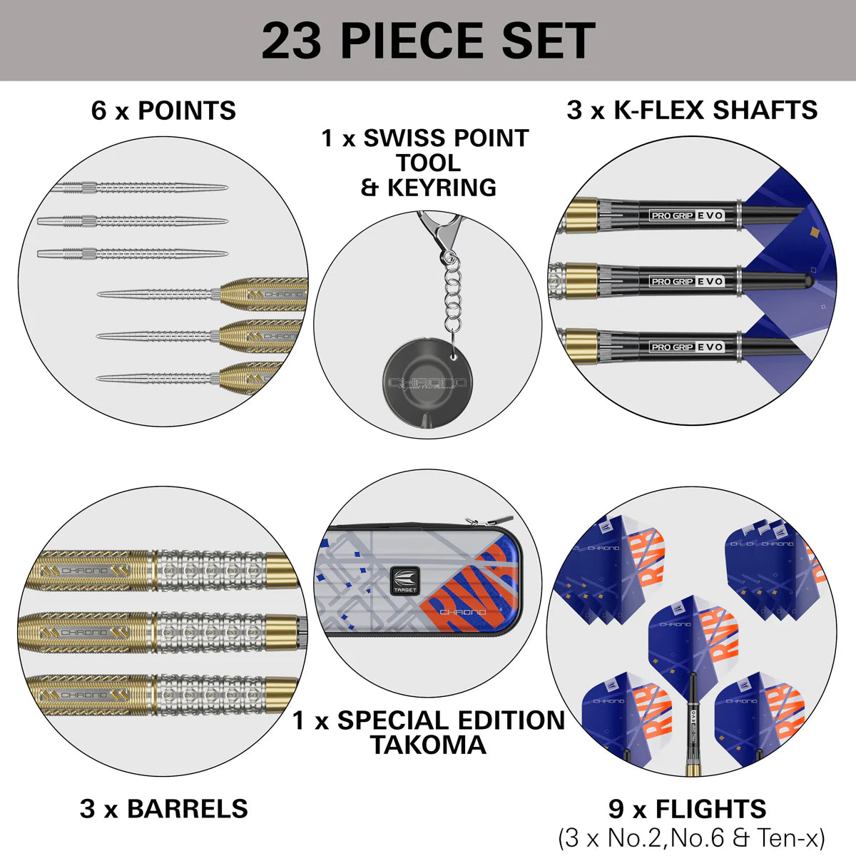 Target Raymond Van Barneveld Chrono 95% Tungsten Swiss Point Steel Tip Dart Set image 3