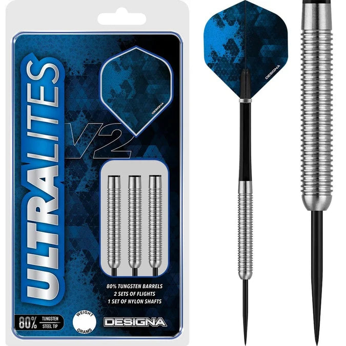 Designa Ultralites V2 M3 Twin Ring Grip 80% Tungsten Steel Tip Dart Set image 0