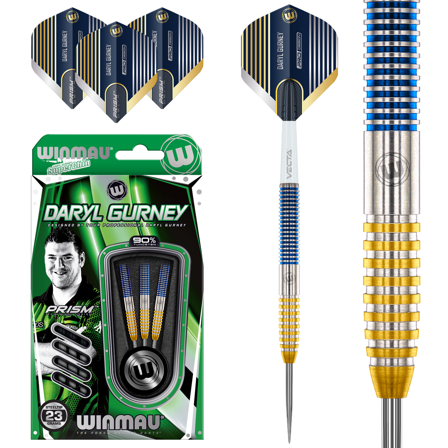 Winmau Daryl Gurney SC 1.0 Series 90% Tungsten Steel Tip Dart Set image 0