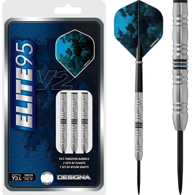 Designa Elite 95 V2 M2 95% Tungsten Steel Tip Dart Set image 0
