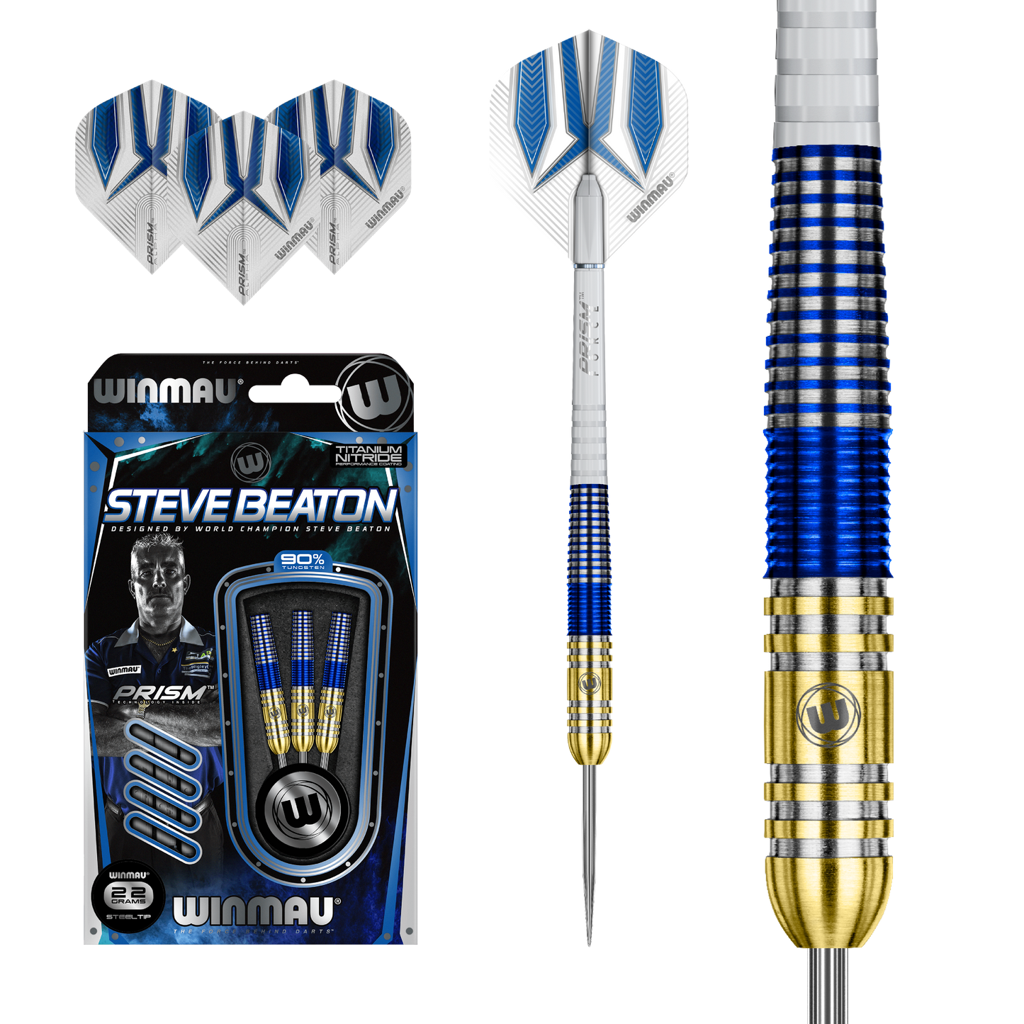 Winmau Steve Beaton 90% Tungsten Steel Tip Dart Set image 0