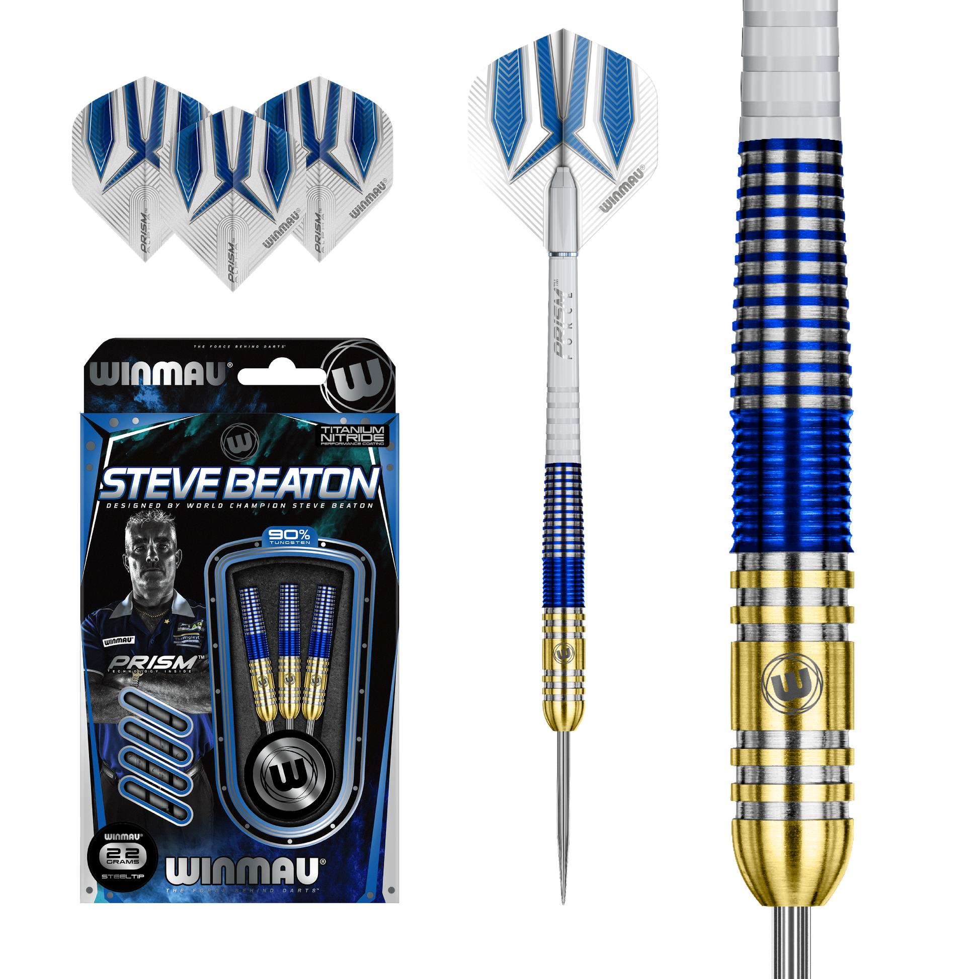 Winmau Steve Beaton 90% Tungsten Steel Tip Dart Set image 0