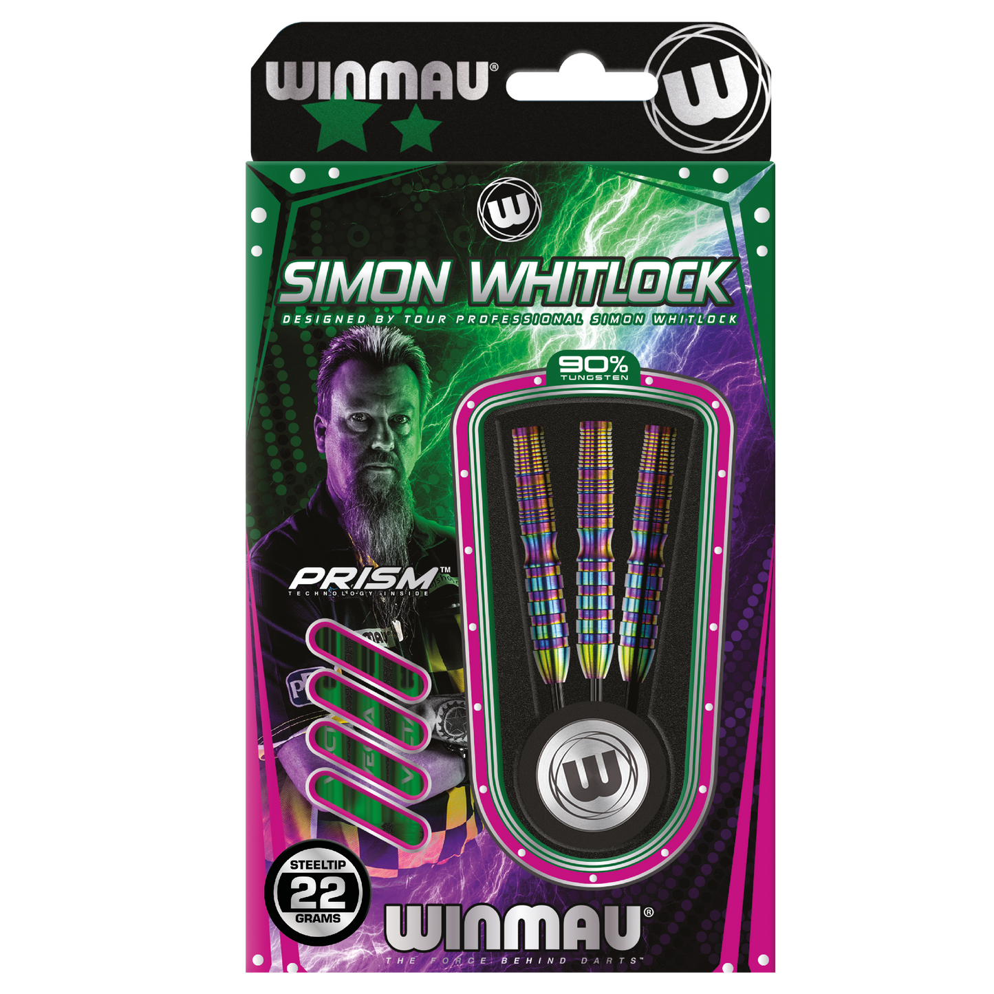 Winmau Simon Whitlock World Cup SE Rainbow 90% Tungsten Steel Tip Dart Set image 3