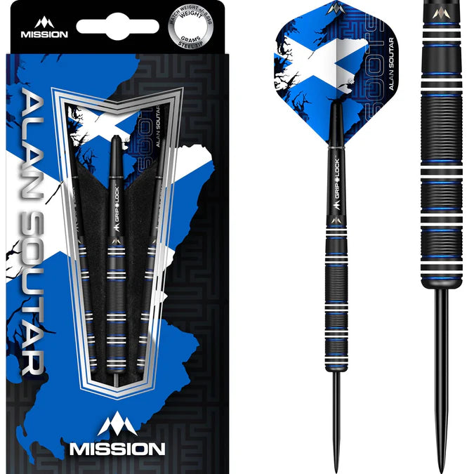 Mission Alan Soutar Soots Black Titanium Darts 90% Tungsten  Steel Tip Dart Set