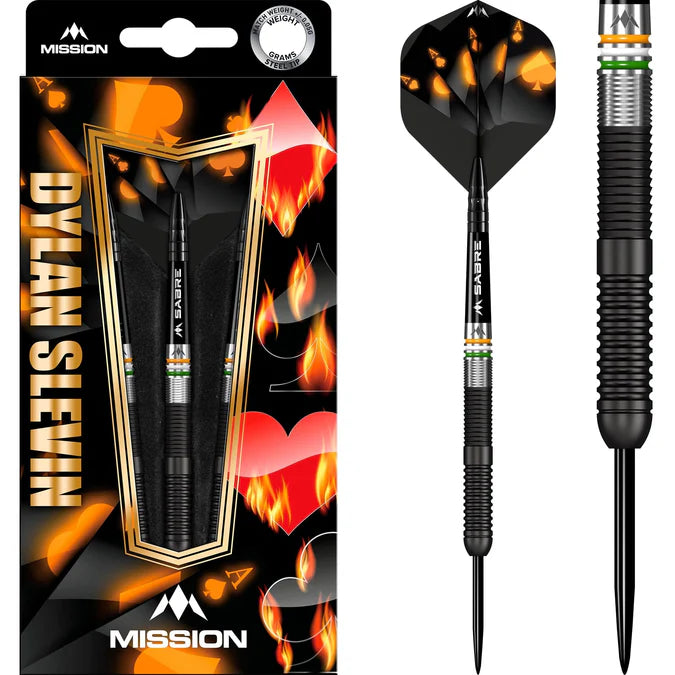 Mission Dylan Slevin Oceans Black Titanium 90% Tungsten Steel Tip Dart Set