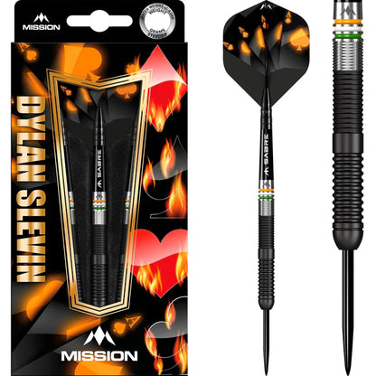 Mission Dylan Slevin Oceans Black Titanium 90% Tungsten Steel Tip Dart Set