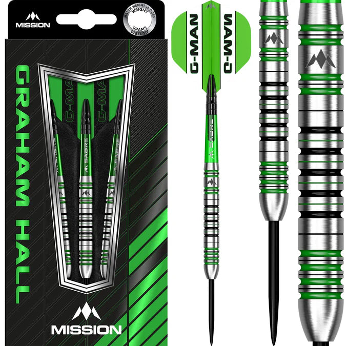 Mission Graham Hall Black & Green 90% Tungsten Steel Tip Dart Set