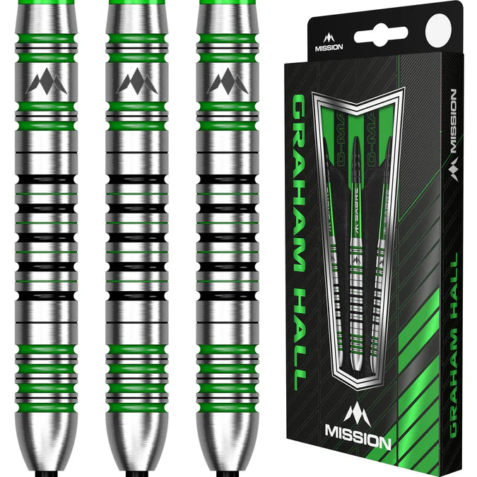 Mission Graham Hall Black & Green 90% Tungsten Steel Tip Dart Set